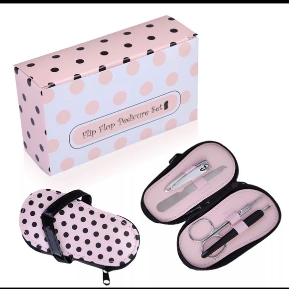Polka dot nail set kit cute nail clipper polka dot pouch pink scissor tr… - Picture 2 of 5